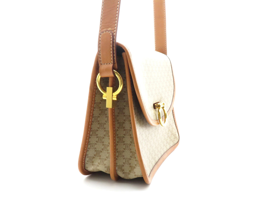 Celine Macadam Cream Beige Shoulder Bag Cream Tan